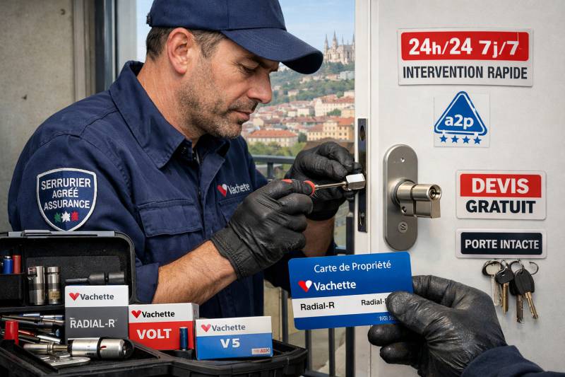 Changement d'un cylindre Vachette à Lyon après un vol de clés